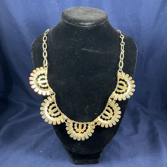 Red & White Beaded Choker Necklace With Rhinestones & Gold-Tone Chain - Picture 2 of 2